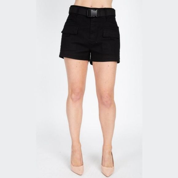 Shorts Womens Black Belted High Waist Cargo Shorts Poshmark